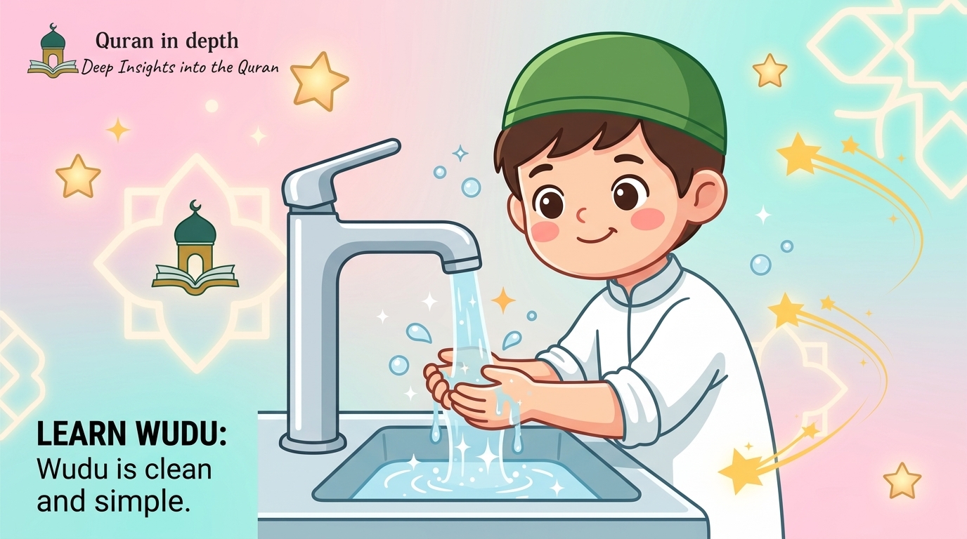 Illustration of Wudu Step: Intention (Niyyah) & Washing Hands